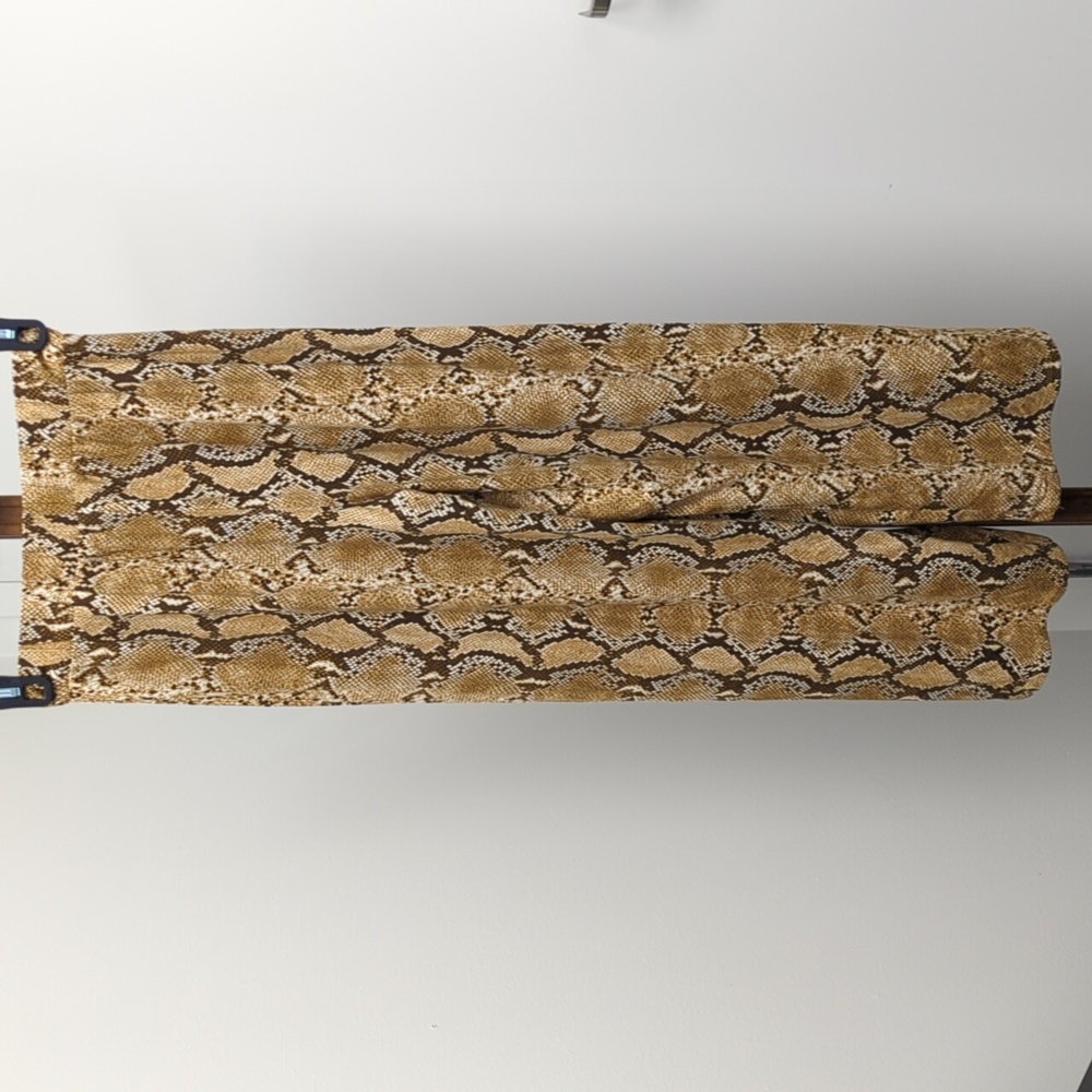 🌻 H&M Pull On Brown Snakeskin Print Elastic Waist Wide Leg Jersey Pants XS - Picture 5 of 7